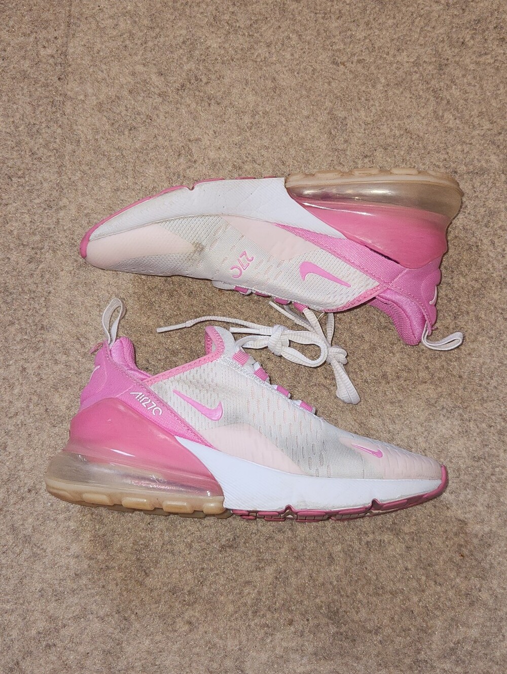 Nike Air Max 270 Sneakers | White Pink Foam | Girls 3.5Y